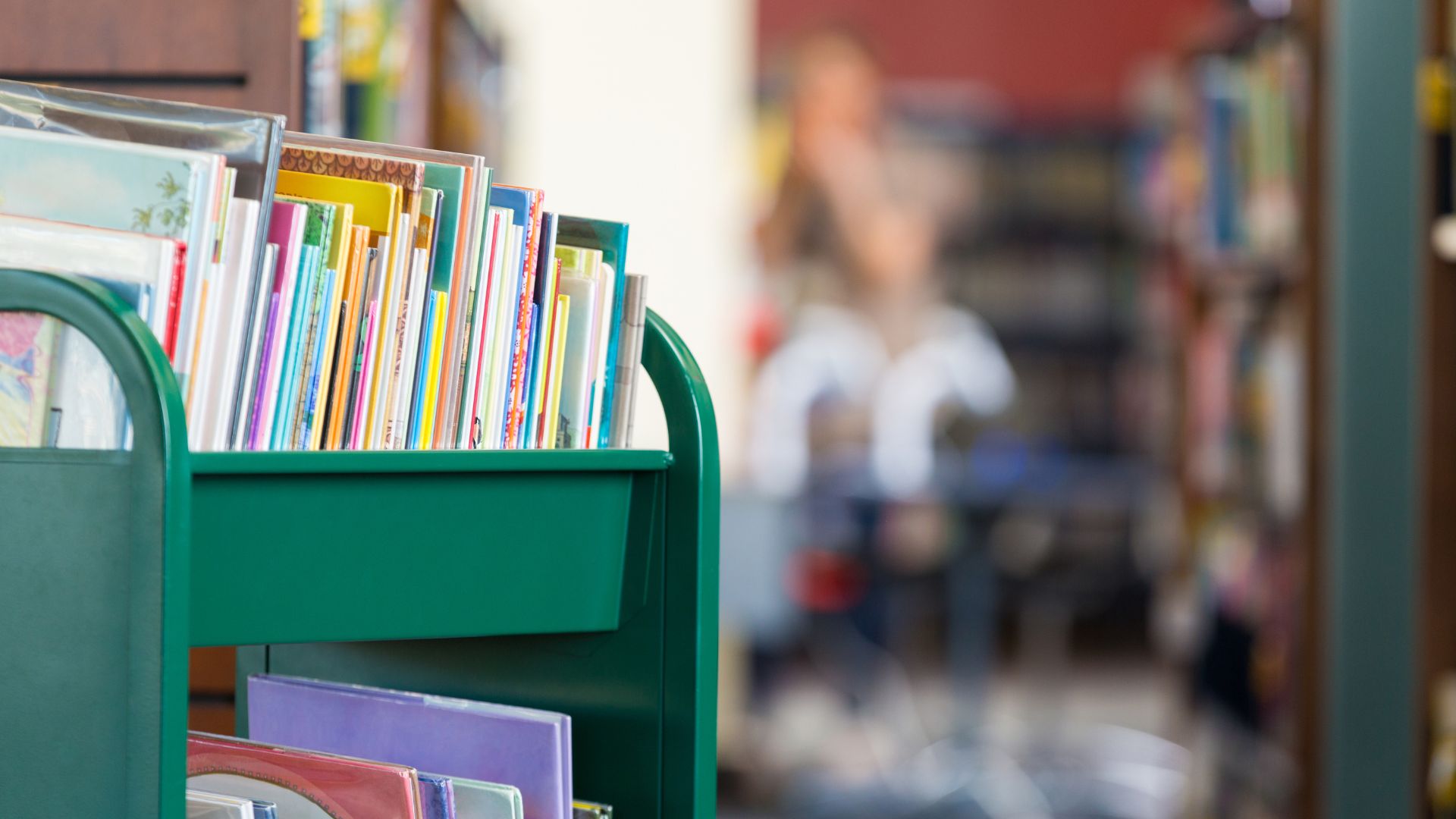 Library Cart With Books Waiting To Be Shelved