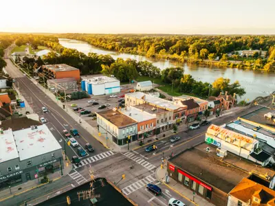 aerial of downtown Caledonia