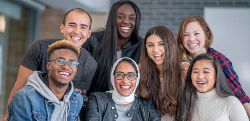 Happy diverse group of people